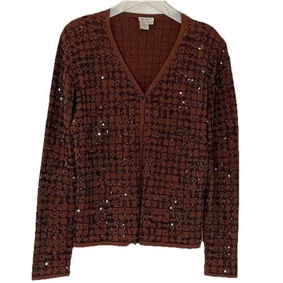 Vintage Sequined Cardigan L Holiday Formal Elegant Party Christmas New Years - Picture 1 of 6